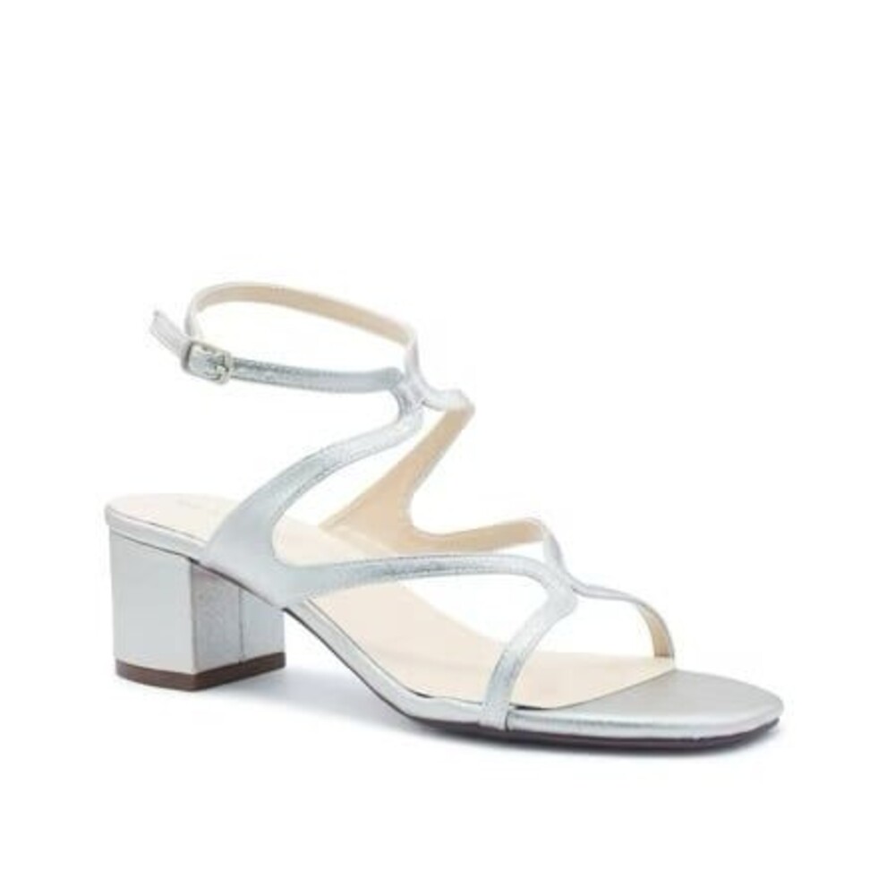 Benjamin Walk Dyeables Touch Ups Silver Cora Sandals Heels womens 8 NIB
